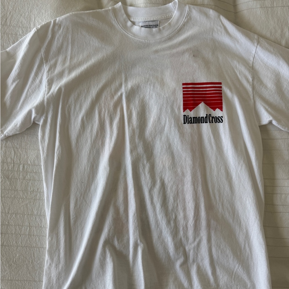 Diamond Cross White Tee with Red Design